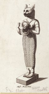 Socha bohyně tance, kočičí hlava Bastet (starověký Egypt). bohyně ve starověkém egyptském náboženství, od Unknown artist