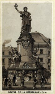 Socha republiky, Place de la Republique v Paříži. Chromolitografie konce 19. století. od Unknown artist