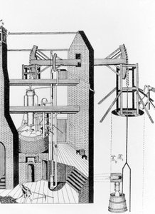 Parní stroj Newcomen (1663 - 1729). od Unknown artist