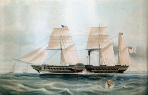 Parník Britská královna v roce 1840 (tisk z 19. století) od Unknown artist