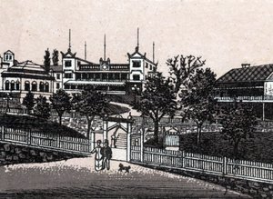 Stockholm, Švédsko: pohled na Haselbacken. v „“ Svět ilustruje 168 pohledů““ Nedatováno (konec 19. století) od Unknown artist