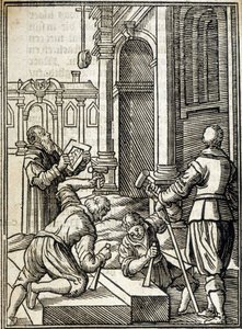 Řezači kamene pracující na stavbě katedrály - rytí od Unknown artist