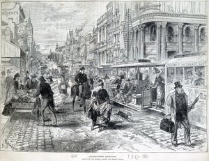 Pouliční scény, Collins Street v Melbourne v roce 1889. od Unknown artist