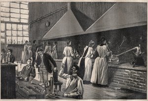 Studenti a profesoři v praktické laboratoři Conservatoire des Arts et Metiers (Arts-et-Metiers) v Paříži od Unknown artist