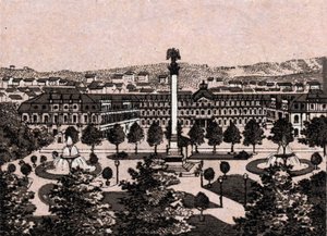 Stuttgart, Německo: pohled na nový zámek (New Castle). v „“ Svět ilustruje 168 pohledů““ Nedatováno (konec 19. století) od Unknown artist