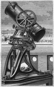 Dalekohled populární observatoře Trocadero v Paříži. Gravírování do ""La Nature"" od Unknown artist