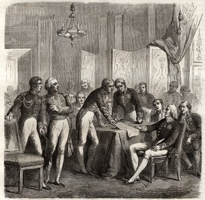 Aliance z roku 1834 mezi Spojeným královstvím, Francií, Španělskem a Portugalskem za účelem prosazení koncese Evoramonte – Tváří v tvář nároku Dona Carlose na španělský trůn se čtyřnásobná aliance (Charles-Maurice de Talleyrand – Don Manuel Pando-Fernandez od Unknown artist