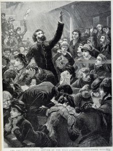 The Armee of Salvation - Distribuce na Whitechapel Road Headquarters v roce 1881 od Unknown artist