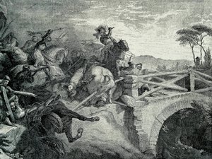 Bitva u Garigliana (Garellano) mezi Francouzi a Španěly během třetí italské války, 29. prosince 1503.: Gonzalo Fernandez De Cordoba zvaný El Gran Capitan od Unknown artist