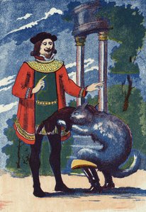 Boot Cat nabízí králi králíka. Ilustrace k „“Le chat Botte“, příběh Charlese Perraulta (1628-1703), francouzského spisovatele. Anonymní ilustrace. Snímky Marcel Vagne, Jarville Nancy, nedatováno (konec 19. století). od Unknown artist