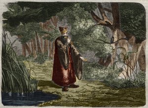 Číňan Ling Mon (Ling-lun) (Lihng-lewn) objevuje ladění foukáním do stonku bambusu. 27. století před naším letopočtem. Rytina z roku 1859 v „“Le Musee Des Sciences““ od Unknown artist