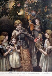 Vánoční strom chudých dětí, Londýn, konec 19. století od Unknown artist