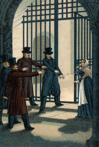 Čtyři seržanti (Bories, Pomier, Raoulx a Goudin) z La Rochelle byli v roce 1822 obviněni v rámci Restoration, že chtějí svrhnout monarchii a gilotiny. Jejich zločinem je patřit k Charbonnerie (Carboneria). od Unknown artist