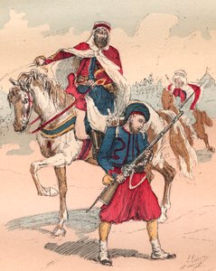 Francouzská Armee za vlády Ludvíka Filipa v letech 1830 až 1848 - Zouave a Spahi - Rytina z roku 1882 v „“ Histoire de dix ans: 1830-1840“““ Louis-Blanc (1811-1882) od Unknown artist