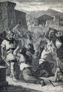 Zásah sabinských žen . Rytina 1884 od Unknown artist