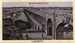Montpellier Acqueduc (Herault, oblast Languedoc-Roussillon). Chromolitografie konce 19. století. od Unknown artist