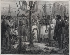 Plantáž stromu svobody během revoluce (Liberty pole) - Plantáž stromu svobody (topol) ve Francii během Francouzské revoluce - rytina v „Les Fastes Populaires, ou Histoire des actes heroiques du peuple et de son influence od Unknown artist