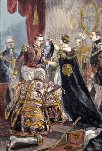 Královna Viktorie udělila francouzskému císaři Řád podvazku na hradě Windsor od Unknown artist