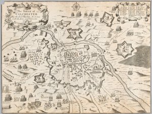 Obléhání Colchesteru lordem Fairfaxem, jak tomu bylo s linií a výtvory 1648 (rytina) od Unknown artist