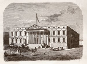 Španělský parlament (Poslanecký sněm), Madrid. Rytina 19. století. od Unknown artist