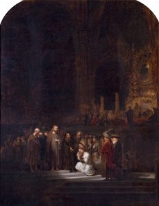 Žena zajatá cizoložstvím (po Rembrandtovi), kolem roku 1845 od Unknown