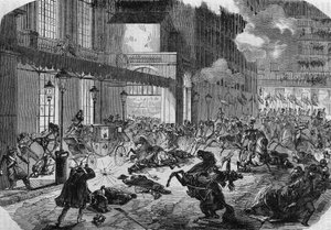 Útok italského revolucionáře Felice Orsiniho (1819-1858) proti Napoleonovi III. Paříž od Unknown artist