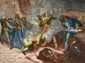 Ples náruživých aneb ples divochů: u příležitosti svatby dámy z Isabeau (Isabella, Alžběta) z Bavor 28. ledna 1393 se král přestrojil a připoutal řetězy ke čtyřem dalším dvořanům. Jeho bratr, vévoda z Orlé od Unknown artist