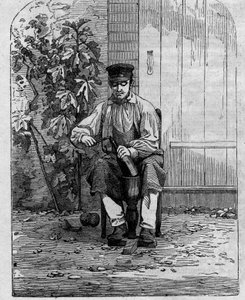 Stáčení šampaňského vína. Rytina z roku 1864. od Unknown artist