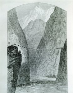 Most přes řeku Apurimac, rytina. Peru od Unknown artist