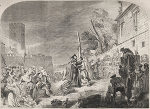 Upálení biskupů Nicholase Ridleyho a Hugha Latimera na hranici poblíž bran Balliol College, Oxford, Anglie od Unknown artist