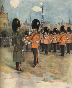 Výměna stráží v Buckinghamském paláci v Londýně v roce 1893. Ilustrace M.C. Smrž. Kolekce Bianchetti. od Unknown artist