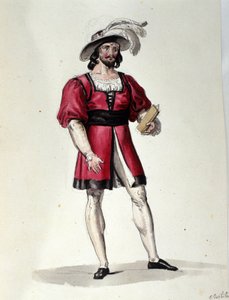 Postava interpretující virilitu v baletu „Il noce di Benevento““ rakouského skladatele Franze Xavera Sussmayra (1766-1803). Ilustrace 19. století od Unknown artist