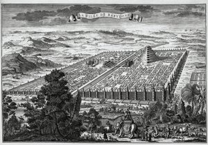 Babylonské městské hradby obklopující visuté zahrady a babylonskou věž - od Unknown artist