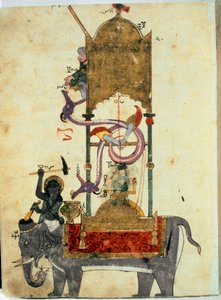 Klepsydra má slona Jedná se o středověký muslimský vynález sestávající z vodních hodin ve tvaru slona, které navrhl turecký inženýr Ibn al-Rajjaj al-Jazari (Al Rajjaj Al Jazari) (1136-1206) kolem roku 1200. Vynález navržený Tureckem motor od Unknown artist