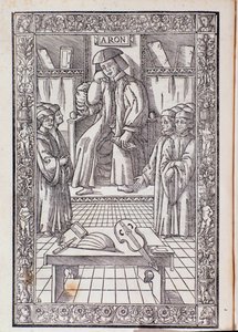 Skladatel a hudební teoretik Pietro Aaron jako židle mezi jeho studenty. Ilustrace z Toscanella v musica od Unknown artist
