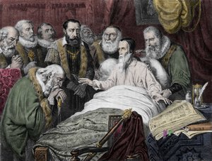Smrt Jeana Calvina (1509 - 1564). od Unknown artist