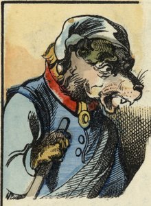 Pes Medor. Ilustrace příběhu „Bon medor a malý Chevrette““. V „“ Pohádky z domova pro nejmenší““. Anonymní rytina 19. století. od Unknown artist