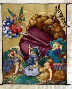 Prázdný hrob. Miniatura v chóru z 15. století, Kostel Korunované Panny z Lodi. od Unknown artist
