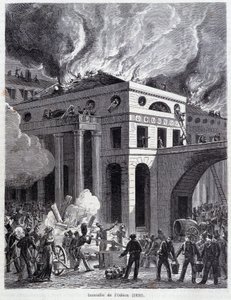 Požár Odeonu (1820) - rytina, konec 19. století od Unknown artist