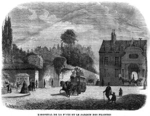 Nemocnice pitie salpetriere (PITIE-SALPETRIERE) a zahrada rostlin v Paříži v roce 1858. od Unknown artist