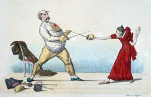 Lekce šermu: jak narovnat velikost mladých lidí a předejít nehodám - 19. století, Musee Carnavalet. od Unknown artist