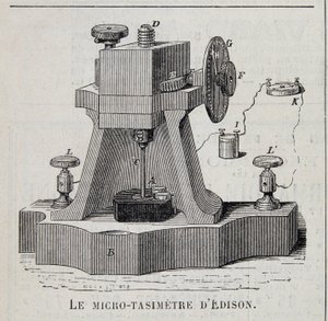 Edisonův mikrotasimetr - rytina, konec 19. století od Unknown artist