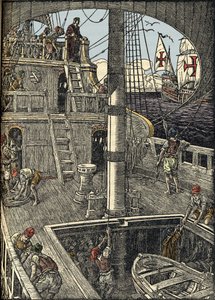 Mořeplavec Kryštof Kolumbus (1451-1506) na palubě své karavely. od Unknown artist