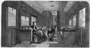 Nový vůz jejího veličenstva princezny z Walesu pro cestování vlakem. Gravírování v „The Illustrous Universe“ od Unknown artist