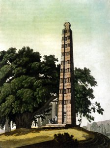 Axumský obelisk (Aksoum) přivezený do Říma Italové v roce 1937. Il Costume antico e moderno, Jules Ferrario, Milán 1820. od Unknown artist