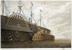 Stará fregata s nákladem kabelů podél „“ GreatEastern““ v Sheerness – v „“The Atlantic telegraph““ od W. H. Russela, ca. 1860 od Unknown artist