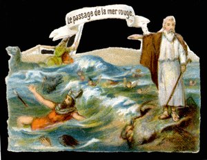 Průchod Rudým mořem (Mojžíš) - Chromolitografie 19. století od Unknown artist