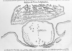 Alexandrijský přístav. Kresba 17. století. od Unknown artist