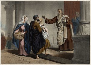 Představení Krista v chrámu. Anonymní rytina z poloviny 19. století. od Unknown artist