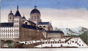 Královský klášter escurial (Escorial) ve Španělsku, při pohledu zezadu. od Unknown artist